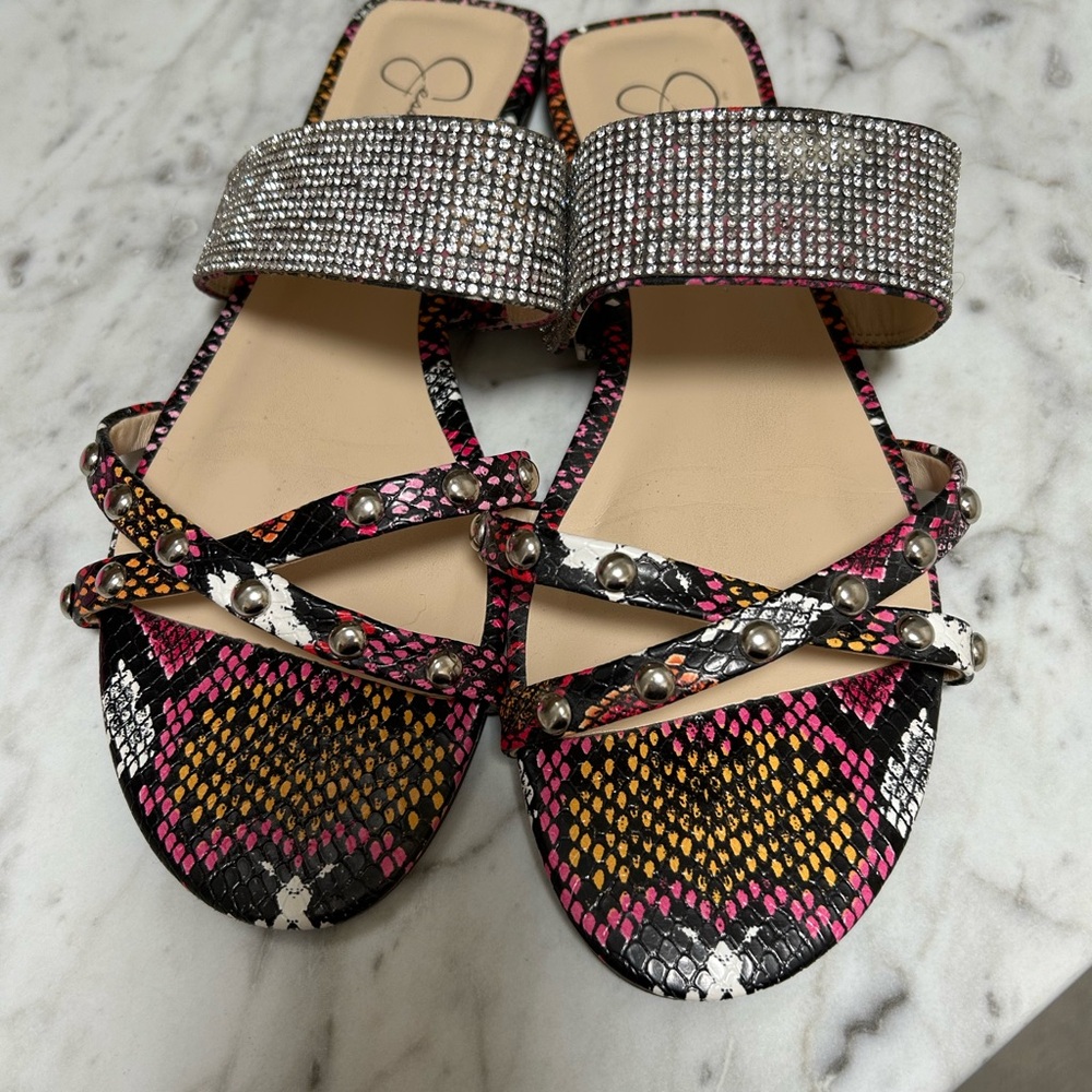 Stylish Multicolor Sandals with Rhinestone Accents